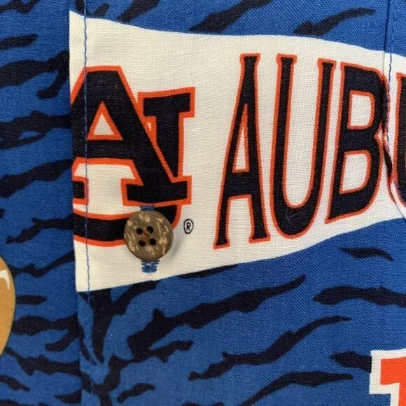 Reyn Spooner Auburn Tigers Men’s Medium Blue Football Hawaiian Button Shirt